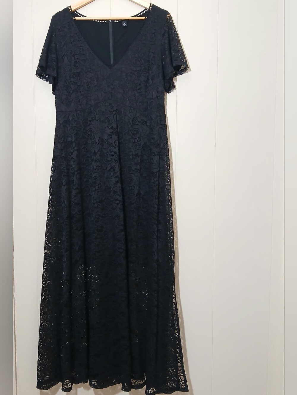 Torrid Dress Black Overlay Lace Stretch Flutter Sleeve 🖤Dark Romance Whimsigoth - Picture 3 of 10